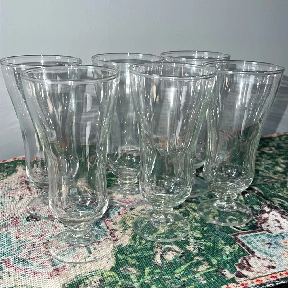 Vintage Clear Glass Goblet Set Of Six